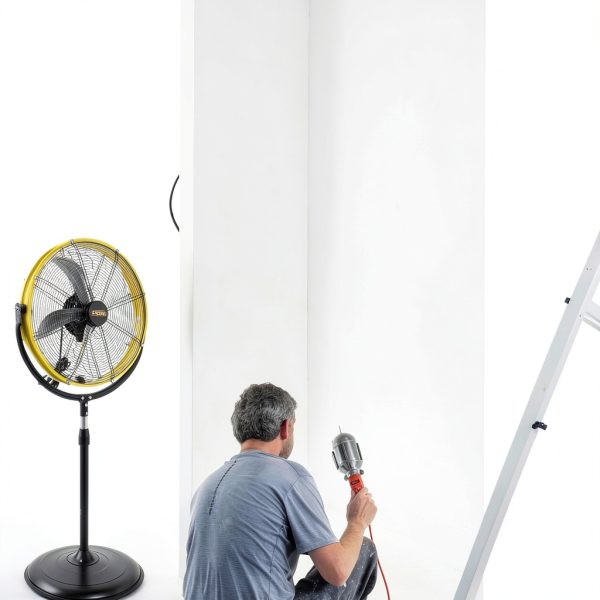 HiCFM 20 Tilting Pedestal Fan Yellow AC Floor Fan-5