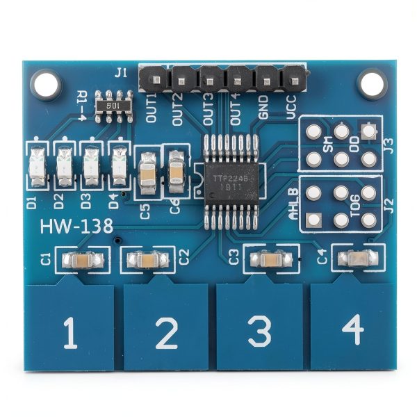 Touch Switch Module 5Pcs TTP224 Capacitive 4‑Channel Indicators Liccx-1