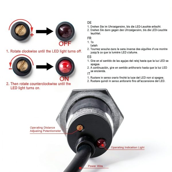 Heschen M18 Capacitive Proximity Sensor Non-Shield NC 10mm 90-250VAC-4