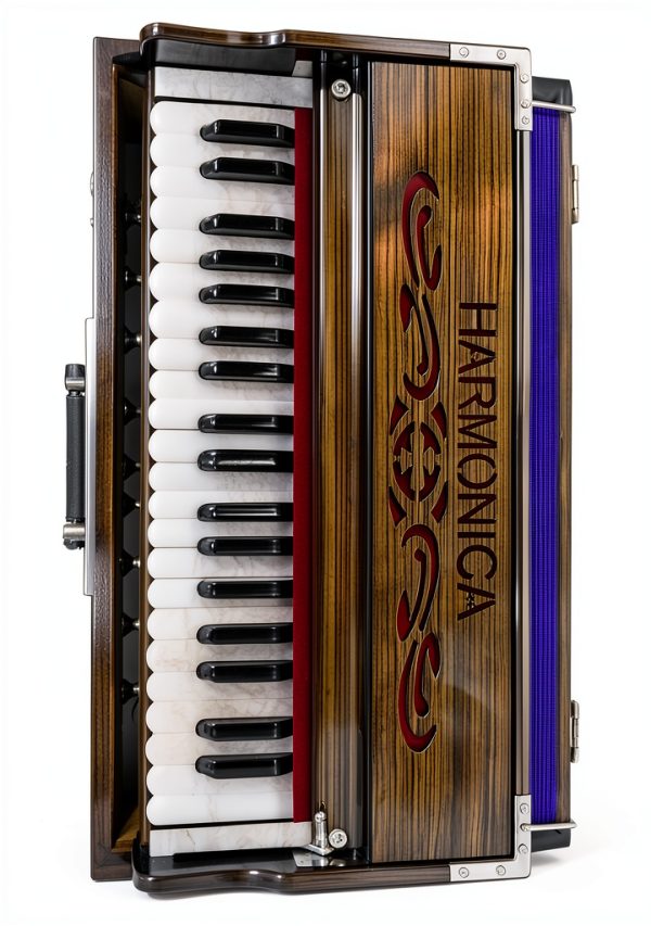 PINK LOTUS 9 Stopper 42-Key Handcrafted Brass Portable Harmonium Red-6
