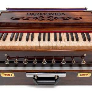 PINK LOTUS 9 Stopper 42-Key Handcrafted Brass Portable Harmonium Red-0