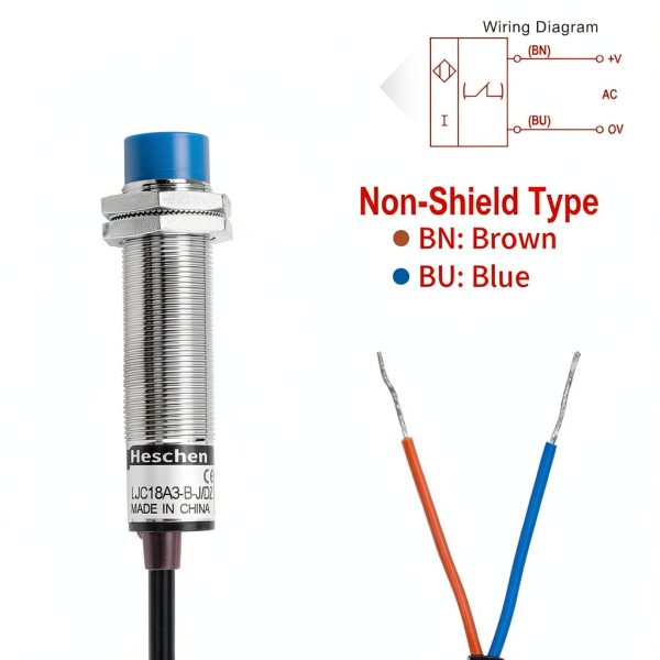 Heschen M18 Capacitive Proximity Sensor Non-Shield NC 10mm 90-250VAC-2