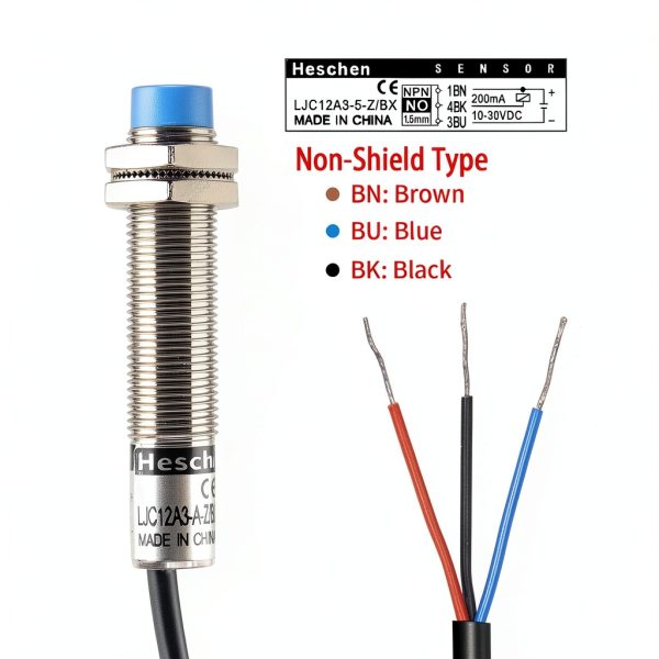 Heschen M12 Capacitive Proximity Sensor LJC12A3-5-Z/BX NPN NO-3